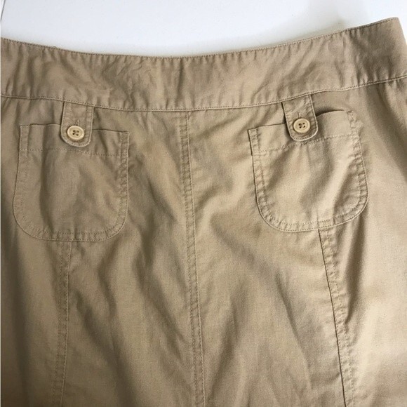 Cato Linen Blend Tan Gored Panel A Line Midi Skirt Womens Size 14 Lagenlook Boho - Picture 4 of 12